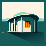 A small rounded home at dawn with one lit window